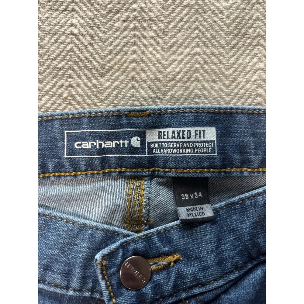 Carhartt‎ Relaxed Fit Blue Denim Jeans Mens 38x34 Straight Leg Workwear